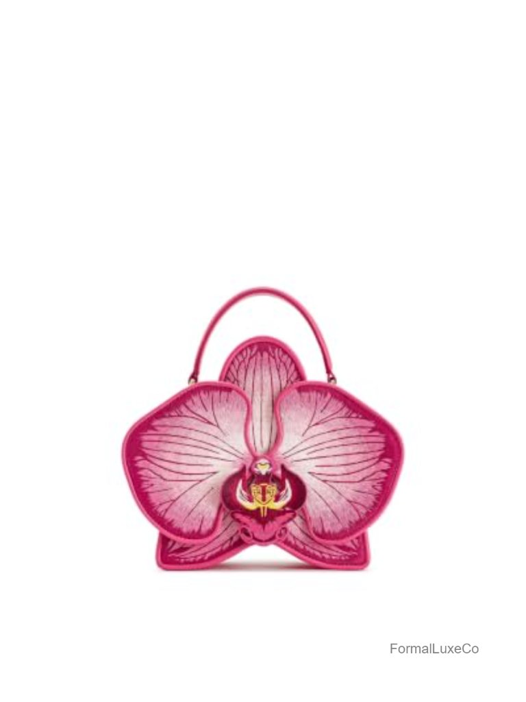 Vegan Leather Orchid Satchel Handbag Crossbody Purse Gold Hardware